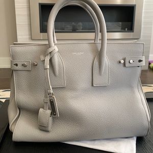 SAINT LAURENT Gray Leather Small Sac de Jour Souple Bag